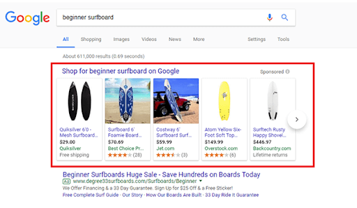 quảng cáo google shopping
